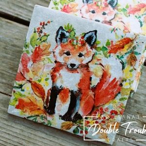 Fox - 4 piece ceramic coaster set